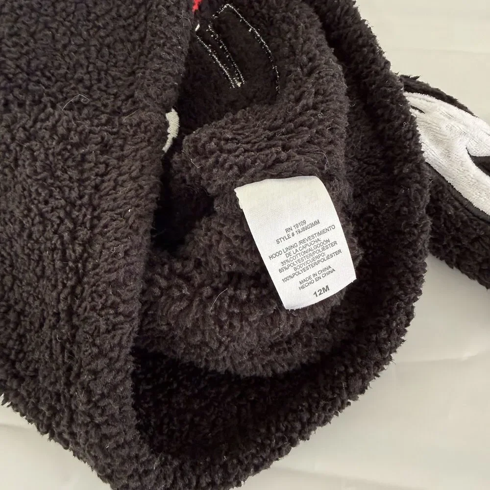 Disney Mickey Mouse Hoodie Baby 12M 3D Ears Plush Fleece Full Zip Fall Jacket